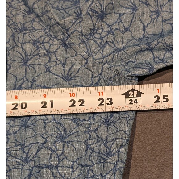 PETER MILLAR Blue Floral Print Shirt Men's LARGE Long Sleeve Hawaiian Button Up - Picture 9 of 9